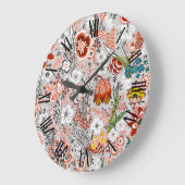 ヴィンテージエレガントボホ抽象芸術フローラアートワーク | ラージ壁時計 (傾斜)