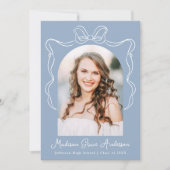 ヴィンテージエレガントボーブルーフォト卒業 案内状 (正面)