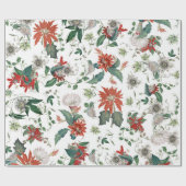 ヴィンテージエレガントポインセチアのクリスマスフラワー ラッピングペーパー (フラット)