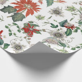 ヴィンテージエレガントポインセチアのクリスマスフラワー ラッピングペーパー (角)