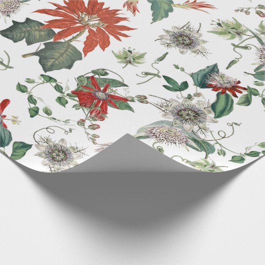 ヴィンテージエレガントポインセチアのクリスマスフラワー ラッピングペーパー (角)