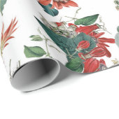 ヴィンテージエレガントポインセチアのクリスマスフラワー ラッピングペーパー (ロールコーナー)