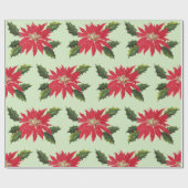 ヴィンテージエレガントポインセチアChristmas Flowers Sage ラッピングペーパー (フラット)