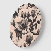 ヴィンテージエレガントマグノリアパターン時計 ラージ壁時計 (傾斜)