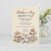 ヴィンテージエレガントマザーズデイブルンチティーパーティー 招待状 (スタンド正面)