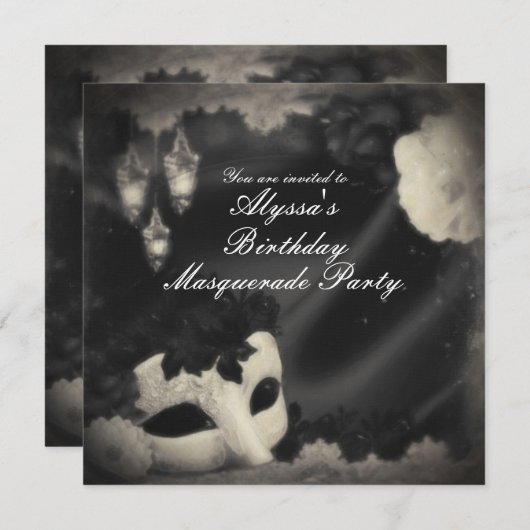 ヴィンテージエレガントマスカレードマスクパーティの招待状 招待状 (正面/裏面)