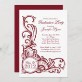 ヴィンテージエレガントマルーン卒業パーティー招待状 招待状 (正面/裏面)