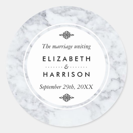 ヴィンテージエレガントマーブル結婚ズ・サンキュー ラウンドシール (正面)