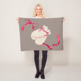 ヴィンテージエレガントミットンリボンレース フリースブランケット