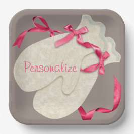 ヴィンテージエレガントミットンリボンレース ペーパープレート