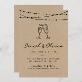 ヴィンテージエレガントミニマリスト茶ブ結婚ラック 招待状 (正面/裏面)