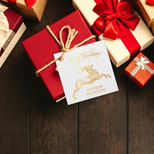 ヴィンテージエレガントメリークリスマスのトナカイ名 フェイバータグ
