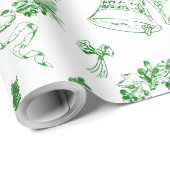 ヴィンテージエレガントメリークリスマスボウズ緑トワール ラッピングペーパー (ロールコーナー)