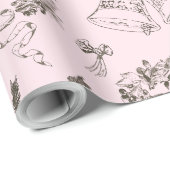 ヴィンテージエレガントメリークリスマスボーズピンクトイレ ラッピングペーパー (ロールコーナー)