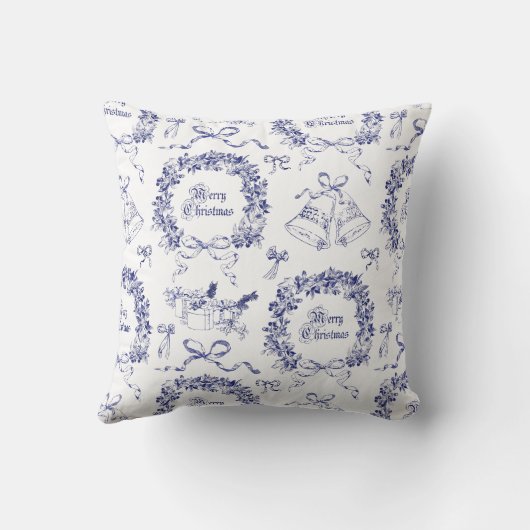 ヴィンテージエレガントメリークリスマスボーズブルートワール クッション (裏面)