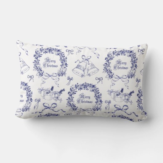 ヴィンテージエレガントメリークリスマスボーズブルートワール ランバークッション (裏面)