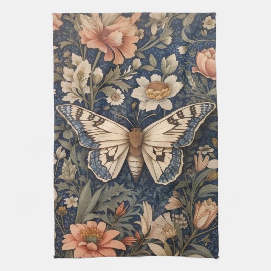 ヴィンテージエレガントモスウィリアムインスパイアモリス キッチンタオル (縦)