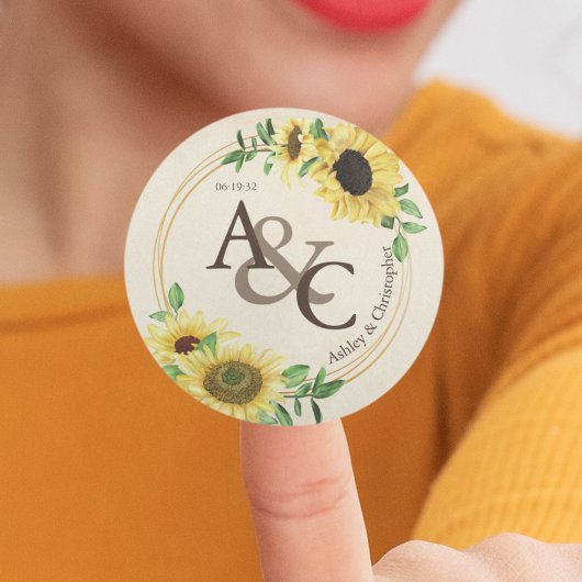 ヴィンテージエレガントモダン結婚紙 ラウンドシール