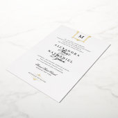 ヴィンテージエレガントモノグラム白黒結婚I 箔招待状 (回転した状態)