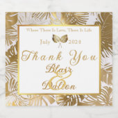 ヴィンテージエレガントモンステラ・ギルド・金ゴールド結婚ズ スパークリングワインラベル (シングルラベル)