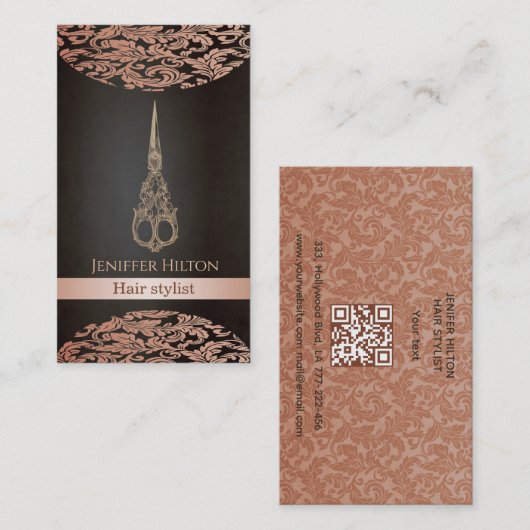 ヴィンテージエレガントラグジュアリーダマスハサミ 名刺 (正面/裏面)