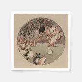 ヴィンテージエレガントラビットアートキュートコテージコア スタンダードカクテルナプキン (正面)