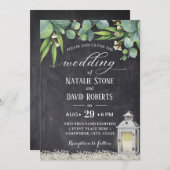 ヴィンテージエレガントランタン葉チョーク結婚ボード 招待状 (正面/裏面)