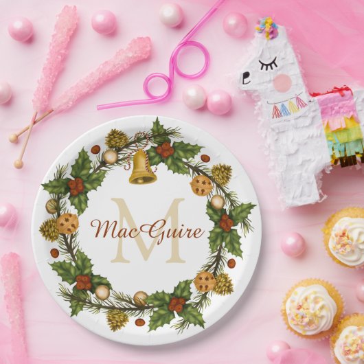 ヴィンテージエレガントリースモノグラムイニシャル ペーパープレート (パーティー)