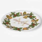 ヴィンテージエレガントリースモノグラムイニシャル ペーパープレート (アングル)