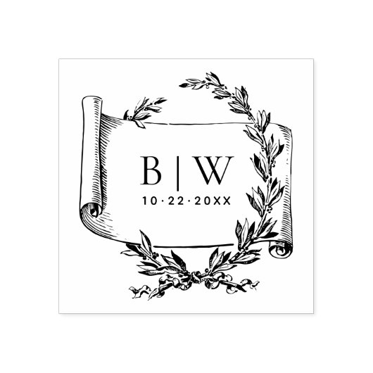 ヴィンテージエレガントリースモノグラ結婚ム木材 ラバースタンプ (インプリント)