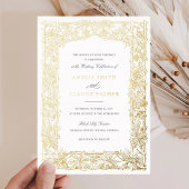 ヴィンテージエレガントリーフつる植物フレームゴールドフォイル結婚ズ 箔招待状