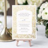 ヴィンテージエレガントリーフつる植物フレームゴールドフォイル結婚ズ 箔招待状