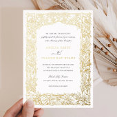 ヴィンテージエレガントリーフつる植物フレームゴールドフォイル結婚ズ 箔招待状