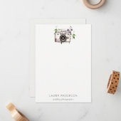 ヴィンテージエレガントリーフフローラカメラ撮影 ノートカード (正面/裏面インサイチュ)