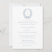 ヴィンテージエレガントリーフリースモノグラム結婚クレスト 招待状 (正面)