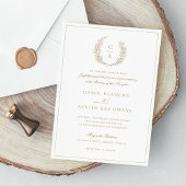 ヴィンテージエレガントリーフリース縁ど金ゴールド結婚の 招待状