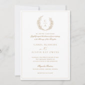 ヴィンテージエレガントリーフリース縁ど金ゴールド結婚の 招待状 (正面)
