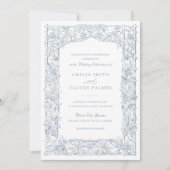 ヴィンテージエレガントリーフ縁どつる植物フ結婚レーム 招待状 (正面)
