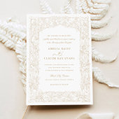 ヴィンテージエレガントリーフ縁どつる植物フ結婚レーム 招待状