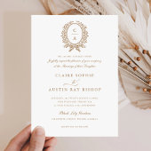 ヴィンテージエレガントリーフ wreath モノグラムクレスト結婚式 招待状