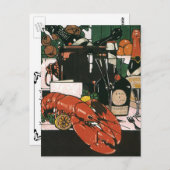 ヴィンテージエレガントレストランソフトオープニング招待状 ポストカード (正面/裏面)