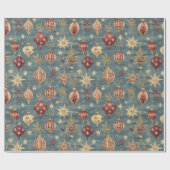 ヴィンテージエレガントレッドとクリームクリスマスオーナメント ラッピングペーパー (フラット)