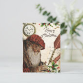 ヴィンテージエレガントレッドサンタクロース シーズンポストカード (スタンド正面)