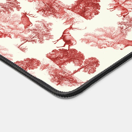 ヴィンテージエレガントレッドディアーキツネカントリートワール デスクマット (コーナー)