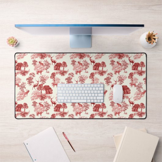 ヴィンテージエレガントレッドディアーキツネカントリートワール デスクマット (オフィス1)