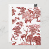 ヴィンテージエレガントレッドトイレディアーキツネウッズ ポストカード (正面/裏面)