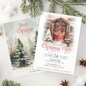 ヴィンテージエレガントレッドドアメリークリスマスパーティー 招待状