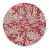 ヴィンテージエレガントレッドピンクトイレデジュイ セラミックノブ (正面)