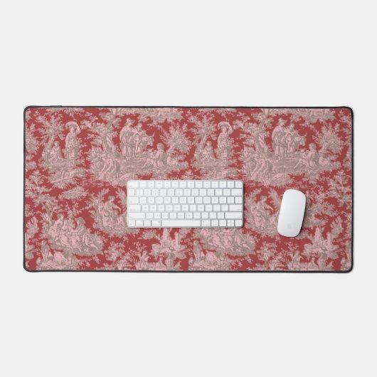 ヴィンテージエレガントレッドピンクトイレデジュイ デスクマット (キーボード&マウス)