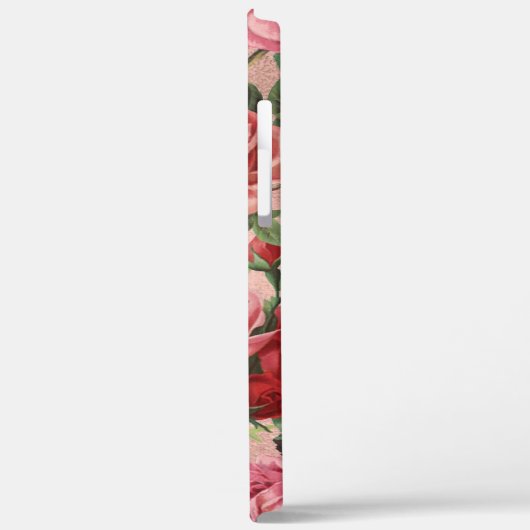 ヴィンテージエレガントレッドピンクローズフローラ名前をカスタムする Case-Mate iPhoneケース (裏面 / 左)